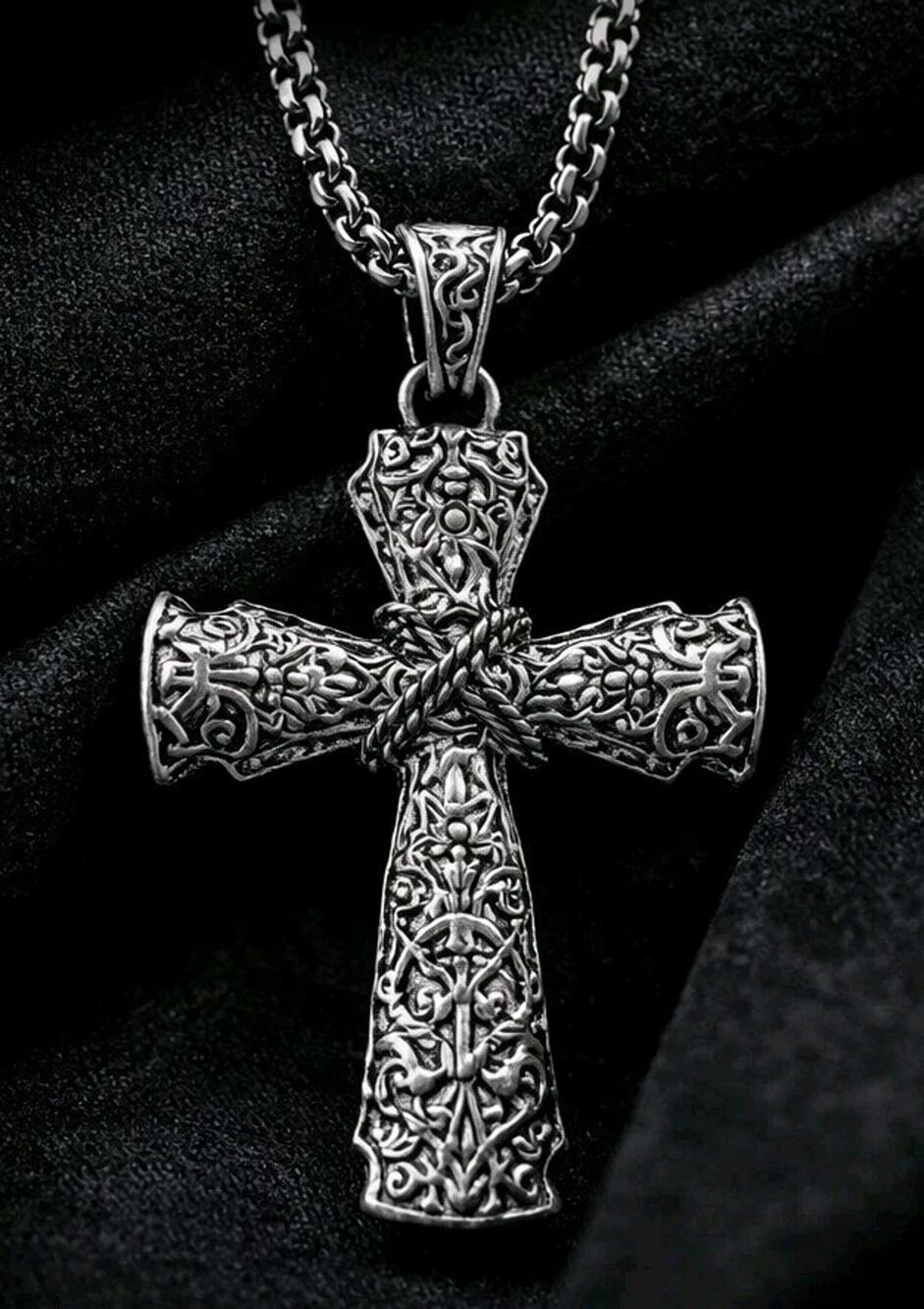 Celtic Cross Pendant Necklace Stainless Steel Silver Tone Mens Gothic Crucifix
